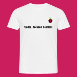 XBERRY T-Shirt white "Funded. Focused. Fearless"